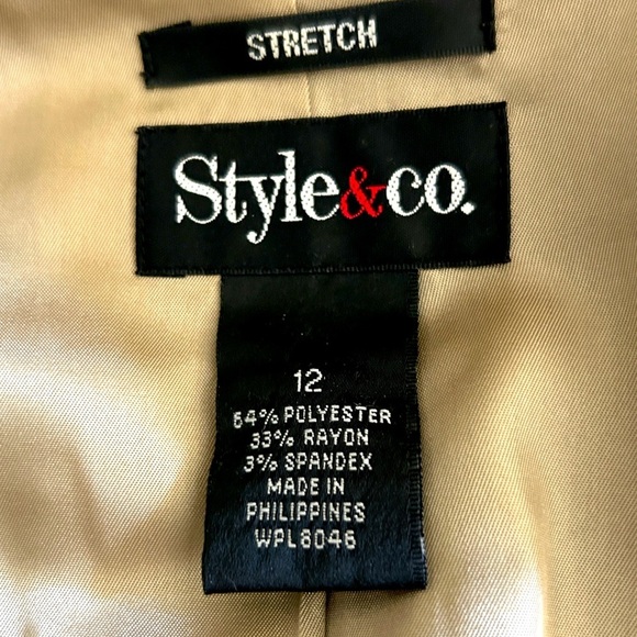 Style & Co. Olive Green Pinstripe Blazer SZ 12 - Picture 2 of 13